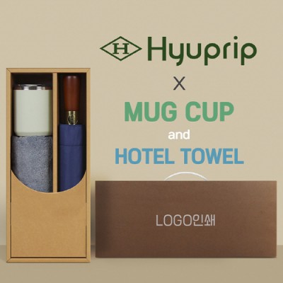 협립 3단70엔티크 고밀도 완전자동우산 +코마40수180호텔타월+로하스머그컵-세트