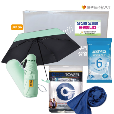 양우산 브생건185호(5단 우양산 UV암막우산+크리넥스 쿨링물티슈+쿨링 아이스타올)