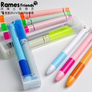 라메스프렌즈 형광펜+2색볼펜 페트케이스세트