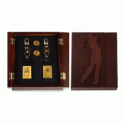고급원목 사각 가죽네임텍2P+순금볼마크세트