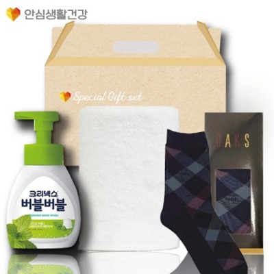 돌봄케어129호(닥스양말+국산타올170g+크리넥스 버블버블 핸드워시)