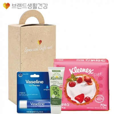 브생건650호 3종세트(카밀 핸드크림+바세린 립밤 테라피+크리넥스 쁘띠티슈)