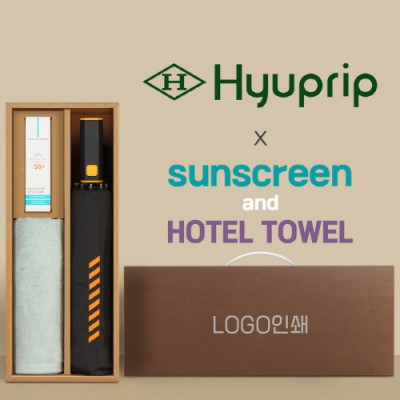 협립 3단60 슈퍼TEN(10K) 컨테이너 완전자동우산 +선크림+뱀부170타월-세트