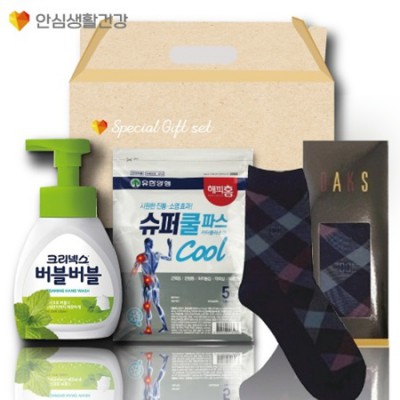 돌봄케어130호(닥스양말+유한양행 슈퍼 쿨파스+크리넥스 버블버블 핸드워시)