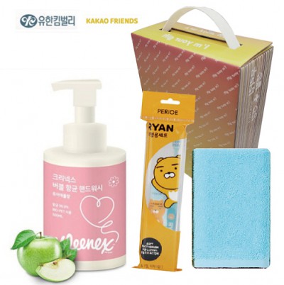 크리넥스 버블향균 핸드워시 카카오 양치 핸드타올 수건 3종세트