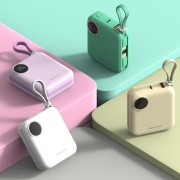 초미니 LED 잔량확인 10000mAh 보조배터리 케이블 일체형 EM-80