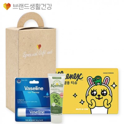 브생건651호 3종세트(카밀 핸드크림+바세린 립밤 테라피+크리넥스 카카오티슈)