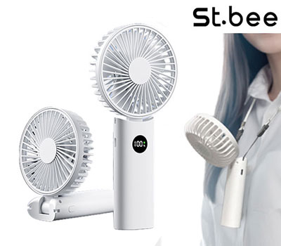 세인트비 접이식 목걸이 선풍기 LED 숫자표시 목스트랩증정