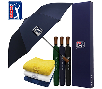 PGA 2단자동 빈티지우드+170g 면사타올 세트