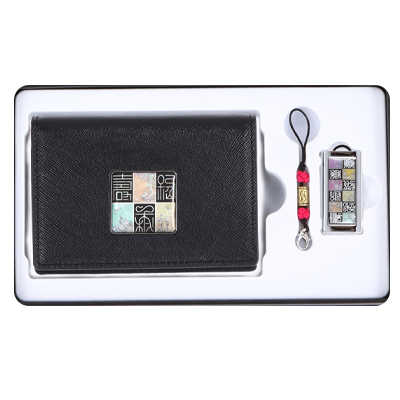 신문자도자개소가죽명함지갑+신문자도자개USB(8GB~64GB)