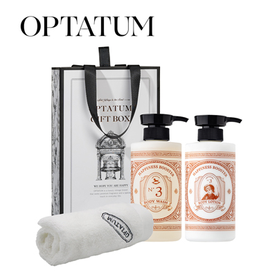 옵타움 OPTATUM 바디세트 바디워시 & 바디로션 & 타월 3종 선물세트(해피니스 부스터)
